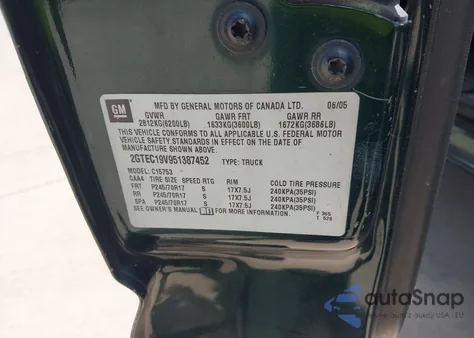 2005 GMC Sierra 1500 Sle из США, поврежденный, VIN 2GTEC19V951387452